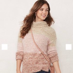 LC Lauren Conrad turtle neck Popo Stripe sweater color block fuzzy size XS